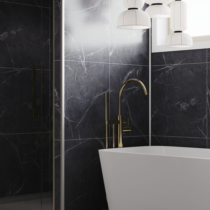 Black Marble Tile Effect - Fibo