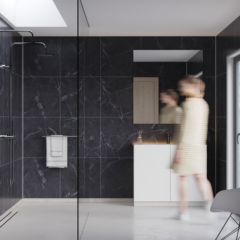 Black Marble Tile Effect - Fibo