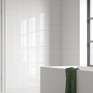 Denver White Gloss Contemporary Tile Effect - Fibo