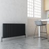 1200mm (W) x 600mm (H) Brecon Black Double Oval Tube Horizontal Radiator