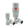 Silver Thermostatic Valves for Radiators & Towel Rails (Pair of Angled, Straight or Corner)