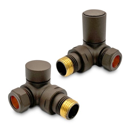 Corner Mocha Valves for Radiators & Towel Rails (Pair)