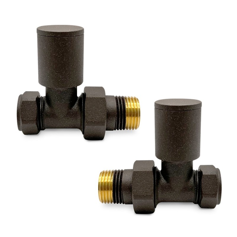 Straight Mocha Valves for Radiators & Towel Rails (Pair)