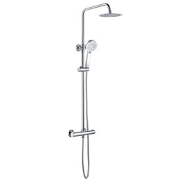 Chrome Round Thermostatic Bar Shower Mixer With Riser & Overhead Kit (200mm Shower Head)