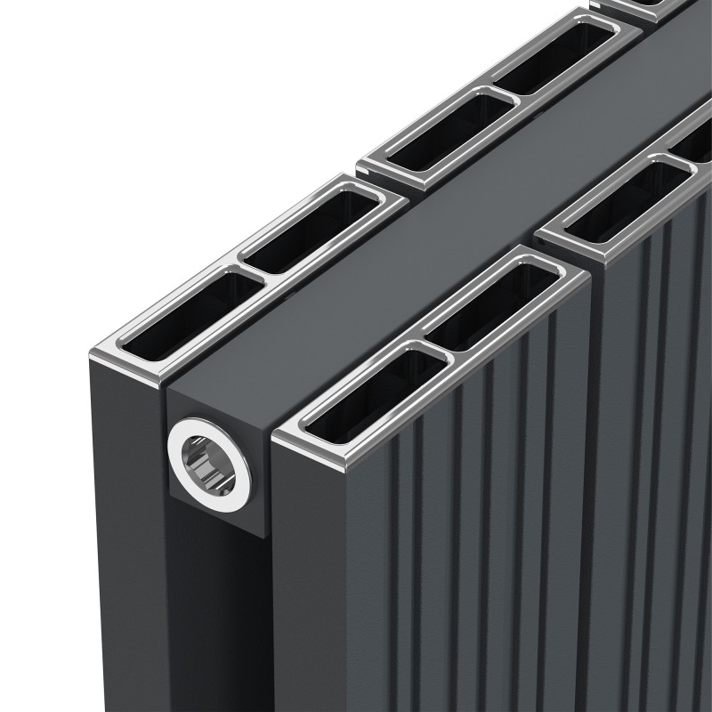 665mm (w) x 600mm (h) "Tower Bold" Double Panel Anthracite Horizontal Aluminium Radiator (14 Extrusions)