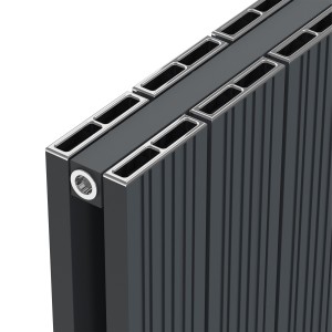 570mm (w) x 1800mm (h) "Tower Bold" Double Panel Anthracite Vertical Aluminium Radiator (12 Extrusions)