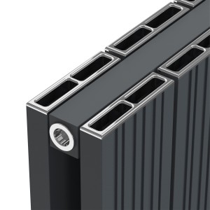 380mm (w) x 1800mm (h) "Tower Bold" Double Panel Anthracite Vertical Aluminium Radiator (8 Extrusions)