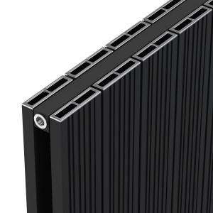 1425mm (w) x 600mm (h) "Tower Bold" Double Panel Black Horizontal Aluminium Radiator (30 Extrusions)
