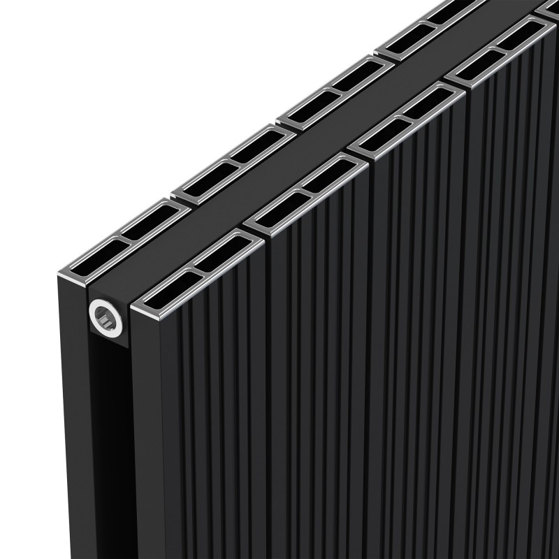 Radyal Tower Bold Black Double Aluminium Radiator Close Up