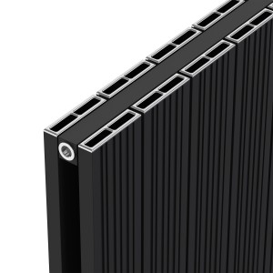 1235mm (w) x 600mm (h) "Tower Bold" Double Panel Black Horizontal Aluminium Radiator (26 Extrusions)