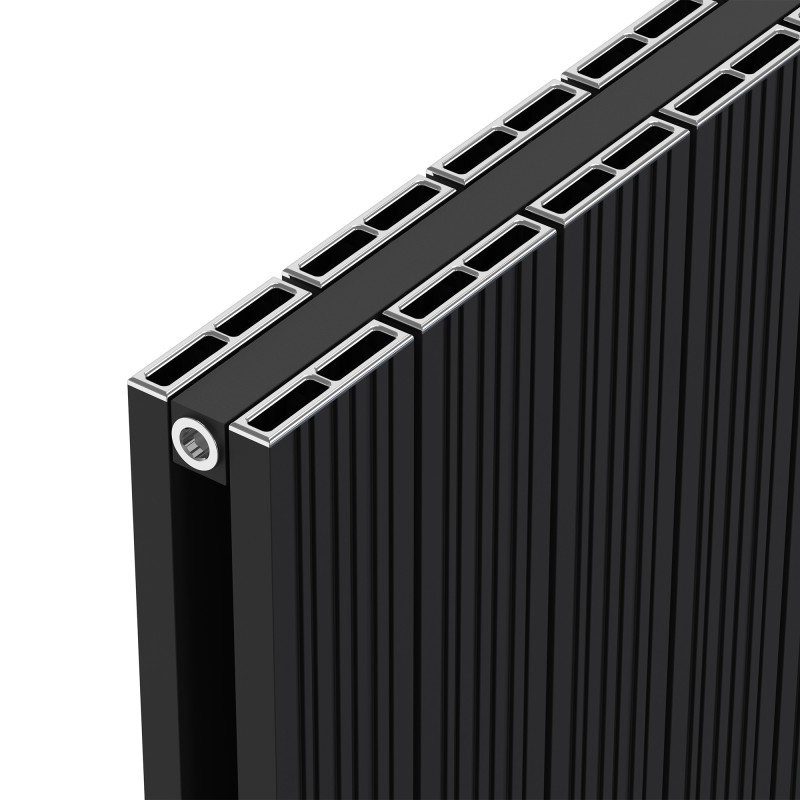 Radyal Tower Bold Black Double Aluminium Radiator Close Up