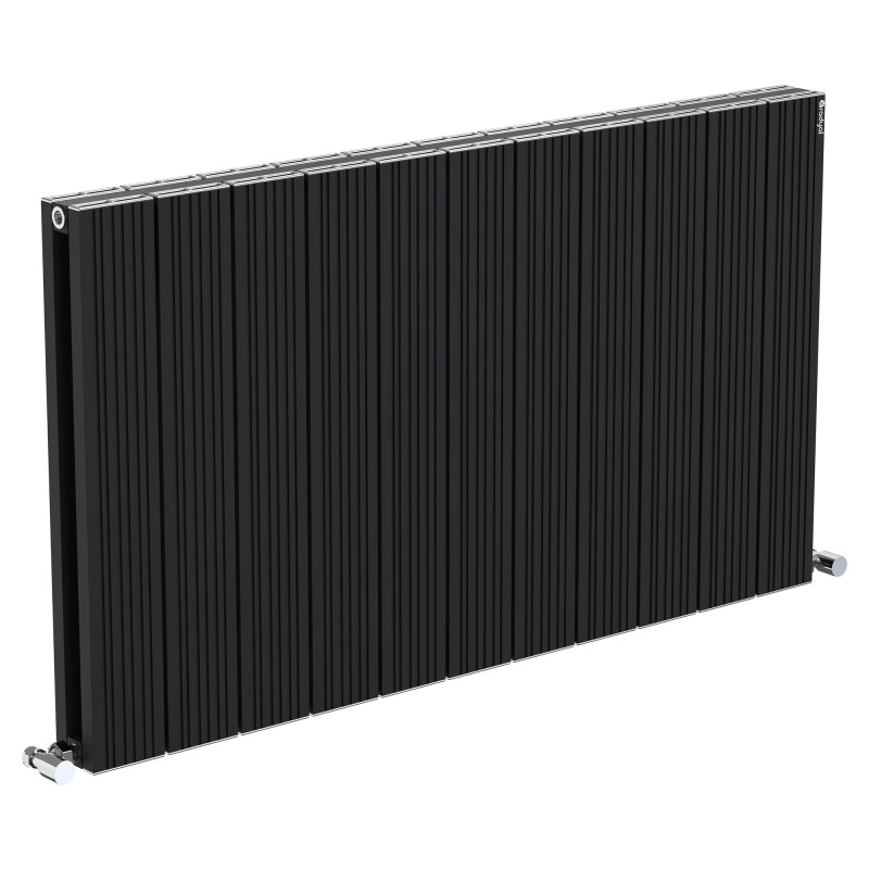 1045mm (w) x 600mm (h) "Tower Bold" Double Panel Black Horizontal Aluminium Radiator (22 Extrusions)