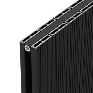 1045mm (w) x 600mm (h) "Tower Bold" Double Panel Black Horizontal Aluminium Radiator (22 Extrusions)