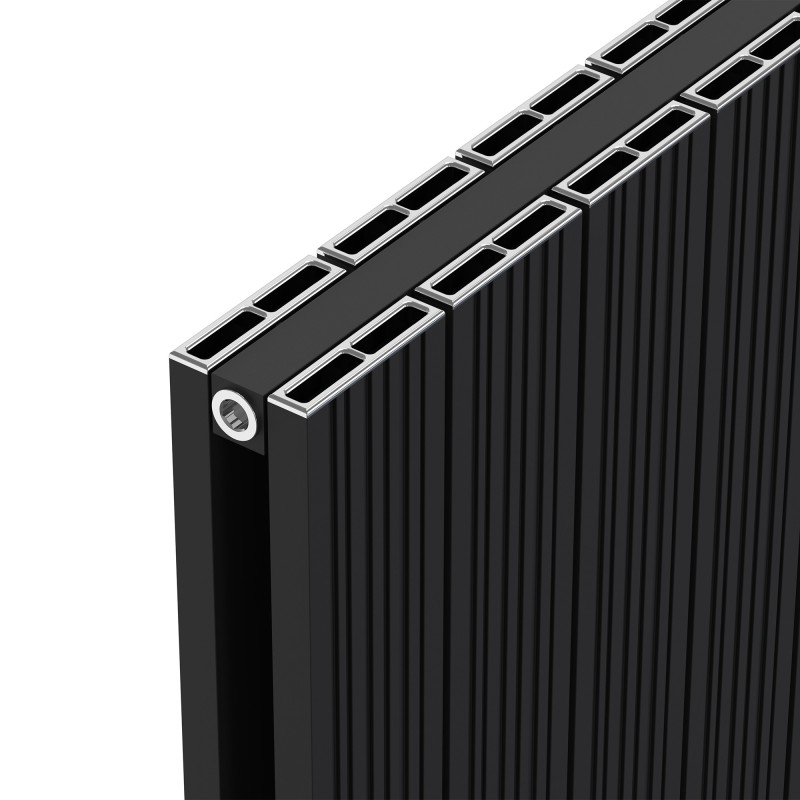 Radyal Tower Bold Black Double Aluminium Radiator Close Up