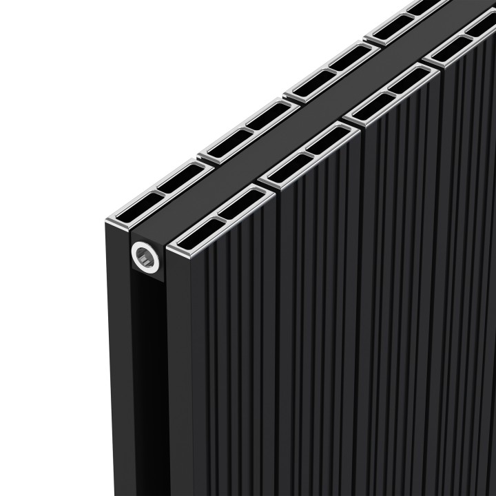 Radyal Tower Bold Black Double Aluminium Radiator Close Up