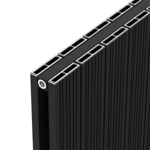 855mm (w) x 600mm (h) "Tower Bold" Double Panel Black Horizontal Aluminium Radiator (18 Extrusions)