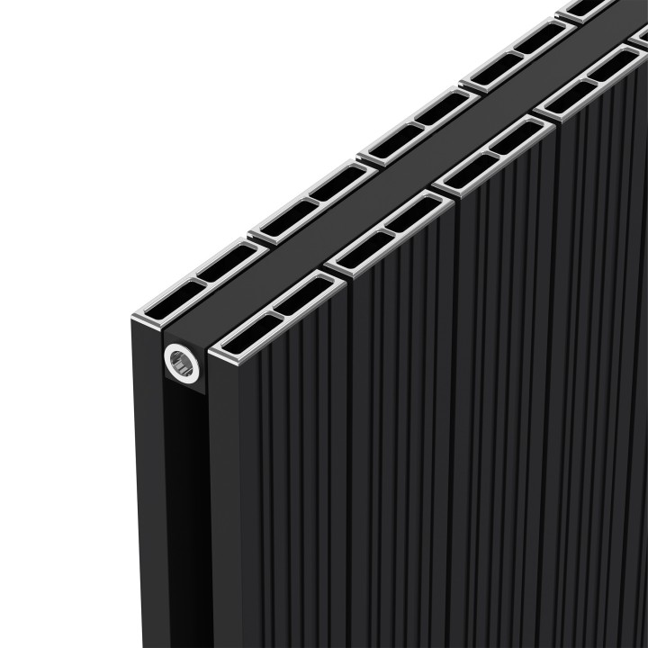 Radyal Tower Bold Black Double Aluminium Radiator Close Up