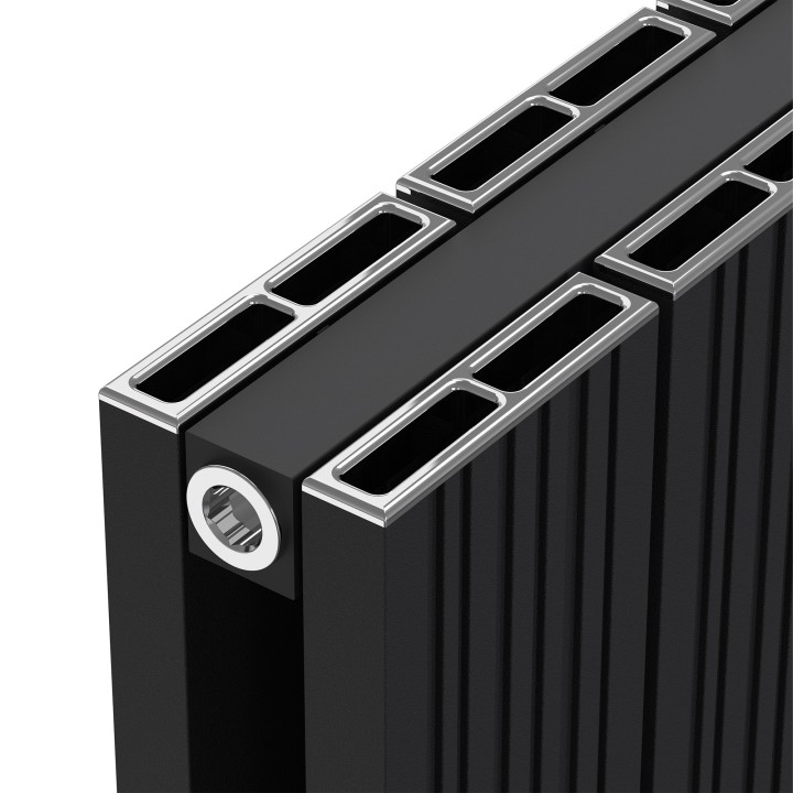 Radyal Tower Bold Black Double Aluminium Radiator Close Up