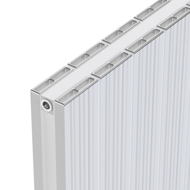Radyal Tower Bold White Aluminium Radiator Close Up