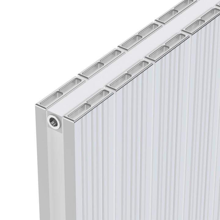 Radyal Tower Bold White Aluminium Radiator Close Up