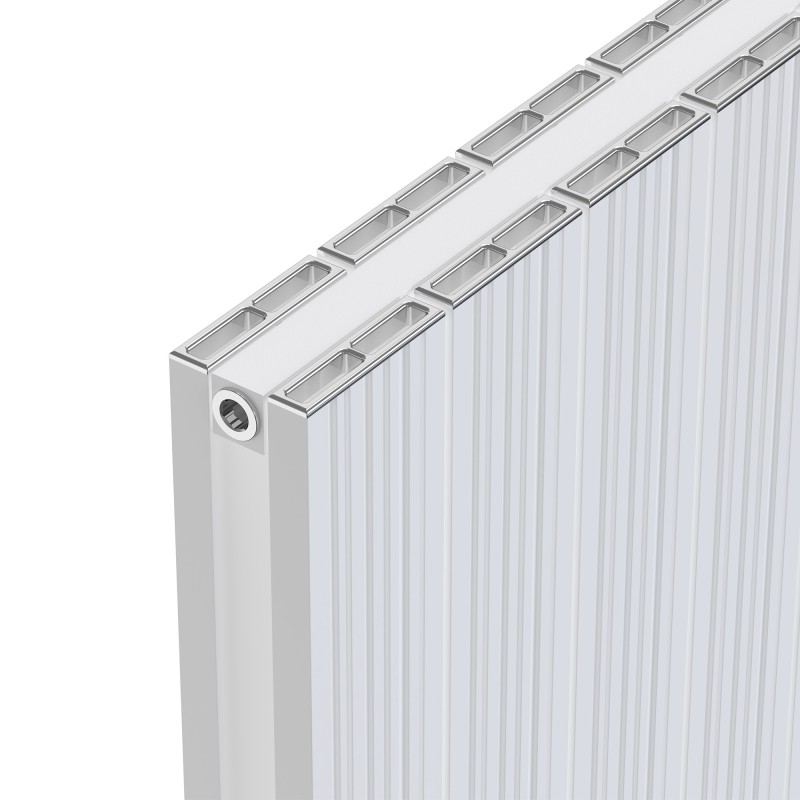 Radyal Tower Bold White Aluminium Radiator Close Up