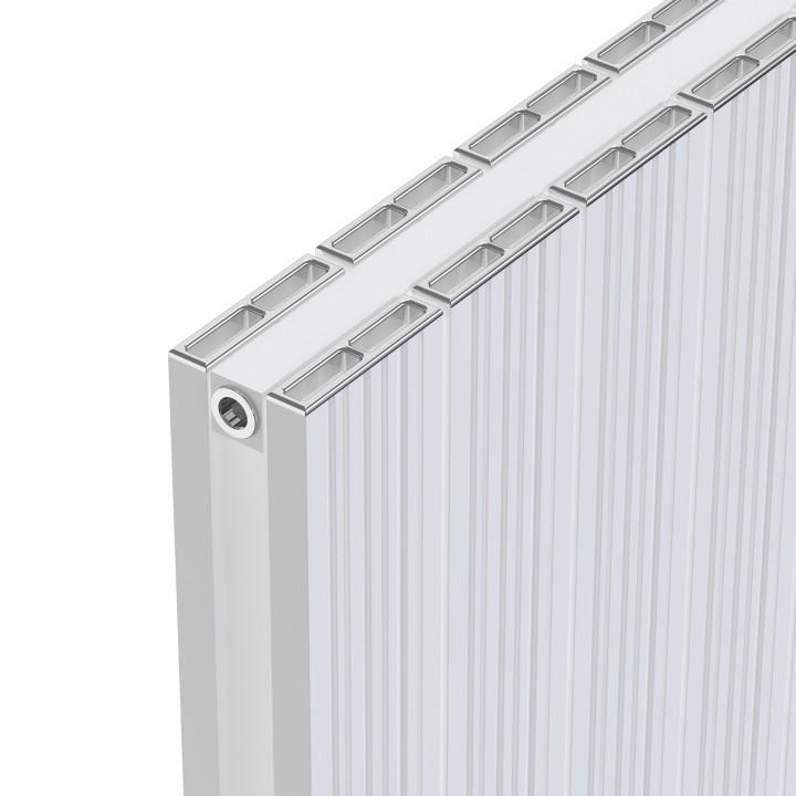 Radyal Tower Bold White Aluminium Radiator Close Up