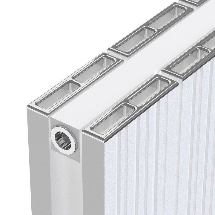 850mm (w) x 600mm (h) Tower Bold Double Panel White Horizontal Aluminium Radiator (18 Extrusions)
