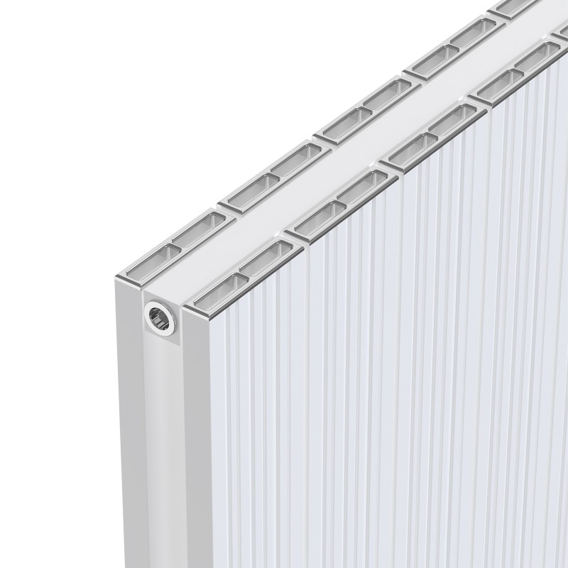 Radyal Tower Bold White Aluminium Radiator Close Up