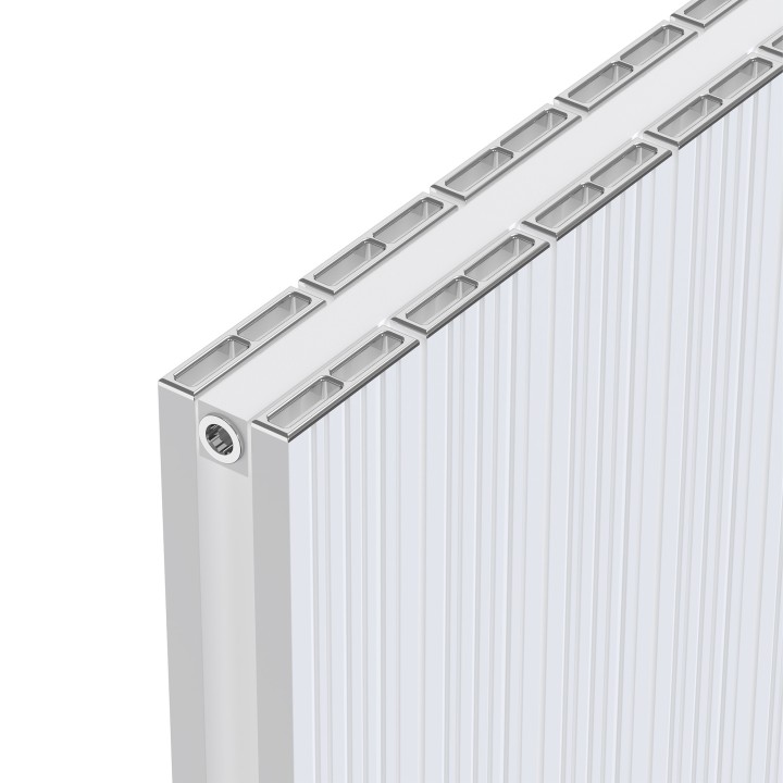 Radyal Tower Bold White Aluminium Radiator Close Up