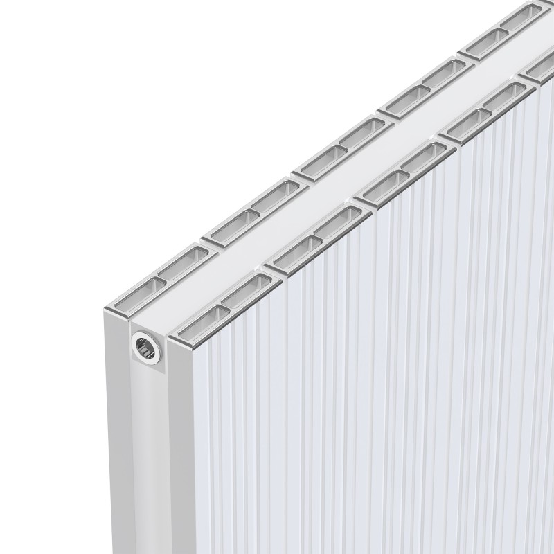 Radyal Tower Bold White Aluminium Radiator Close Up