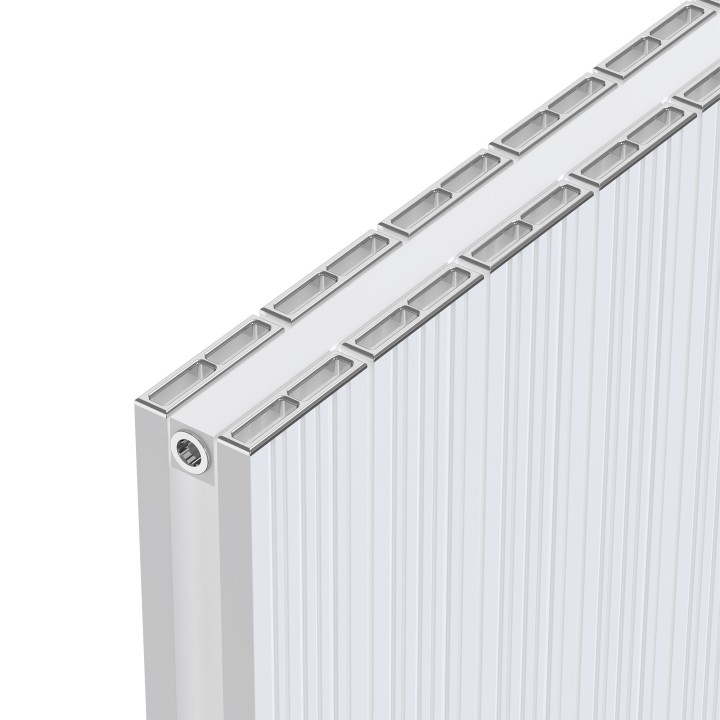 Radyal Tower Bold White Aluminium Radiator Close Up