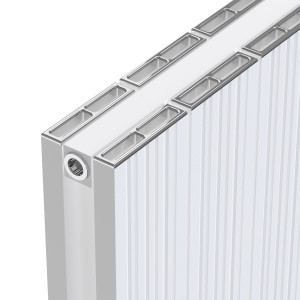 570mm (w) x 1800mm (h) "Tower Bold" Double Panel White Vertical Aluminium Radiator (12 Extrusions)
