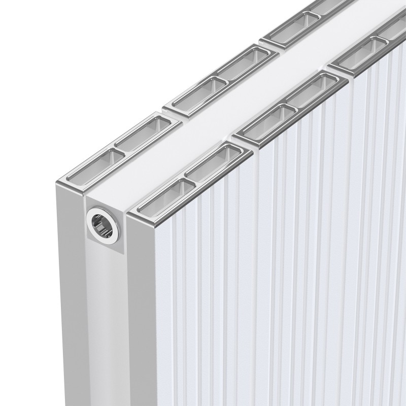 Radyal Tower Bold White Aluminium Radiator Close Up