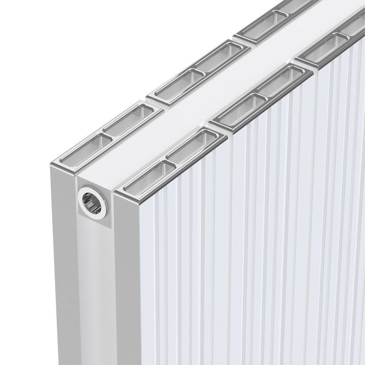 Radyal Tower Bold White Aluminium Radiator Close Up