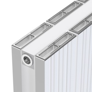 380mm (w) x 1800mm (h) "Tower Bold" Double Panel White Vertical Aluminium Radiator (8 Extrusions)