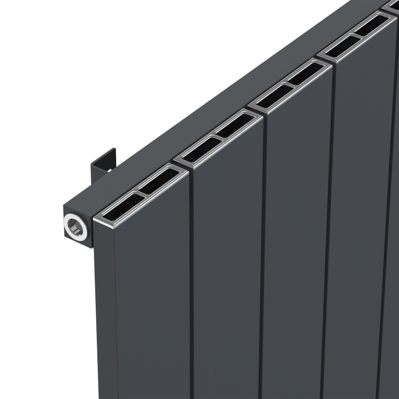Radyal Tower Single Anthracite Aluminium Radiator Close Up