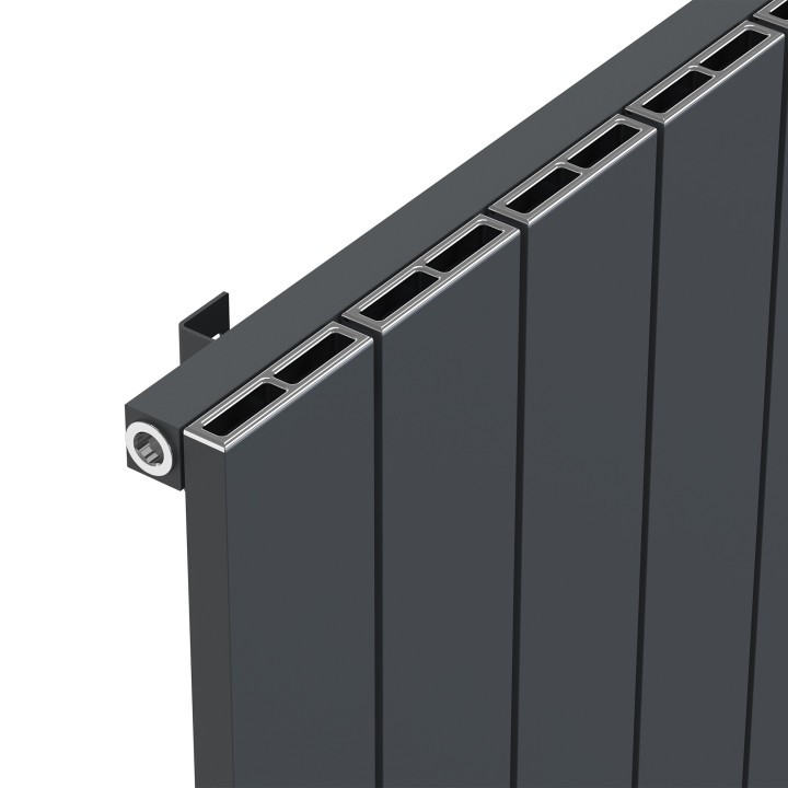 Radyal Tower Single Anthracite Aluminium Radiator Close Up