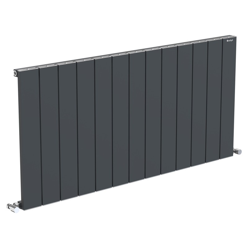 1235mm (w) x 600mm (h) "Tower" Single Panel Anthracite Horizontal Aluminium Radiator (13 Extrusions)