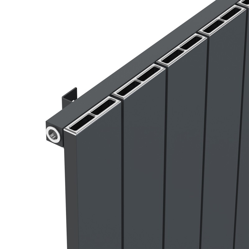 Radyal Tower Single Anthracite Aluminium Radiator Close Up