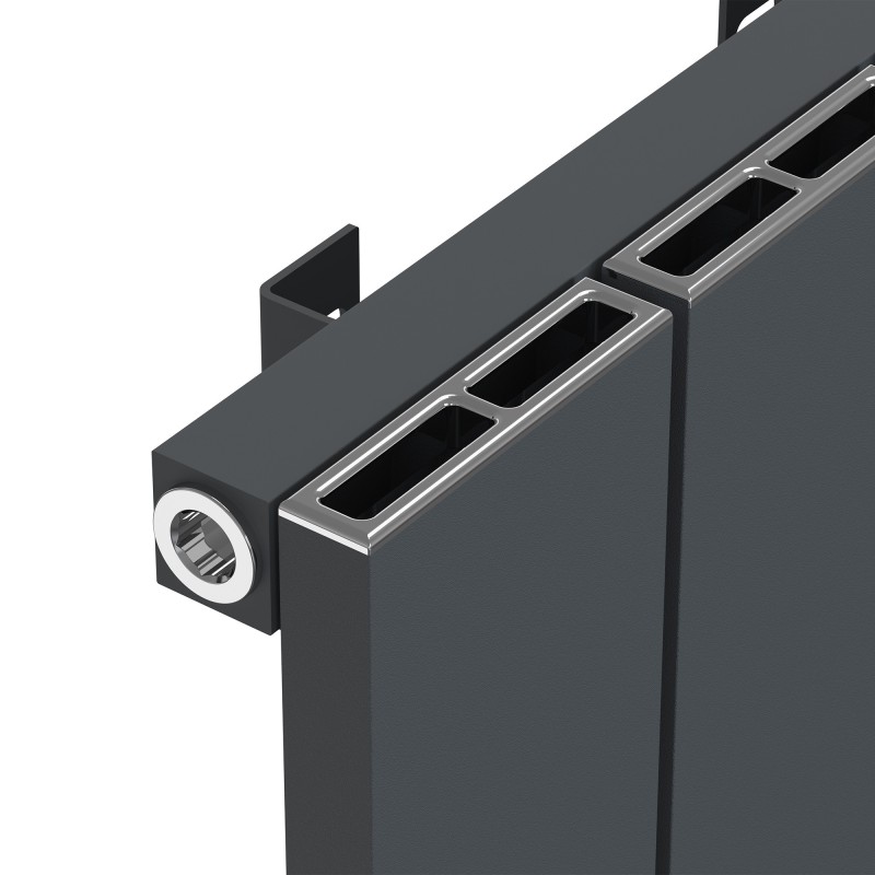 1045mm (w) x 600mm (h) "Tower" Single Panel Anthracite Horizontal Aluminium Radiator (11 Extrusions)