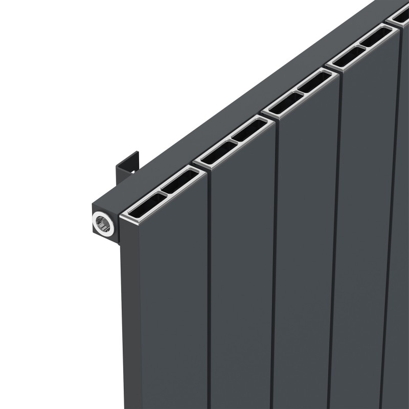 Radyal Tower Single Anthracite Aluminium Radiator Close Up