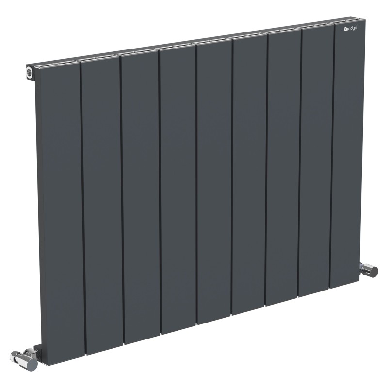 850mm (w) x 600mm (h) "Tower" Single Panel Anthracite Horizontal Aluminium Radiator (9 Extrusions)
