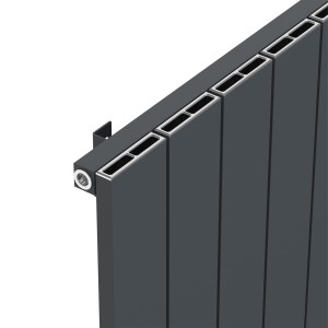 855mm (w) x 600mm (h) "Tower" Single Panel Anthracite Horizontal Aluminium Radiator (9 Extrusions)