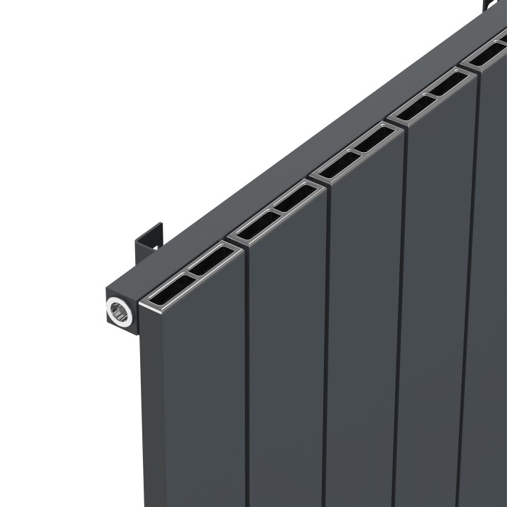 Radyal Tower Single Anthracite Aluminium Radiator Close Up