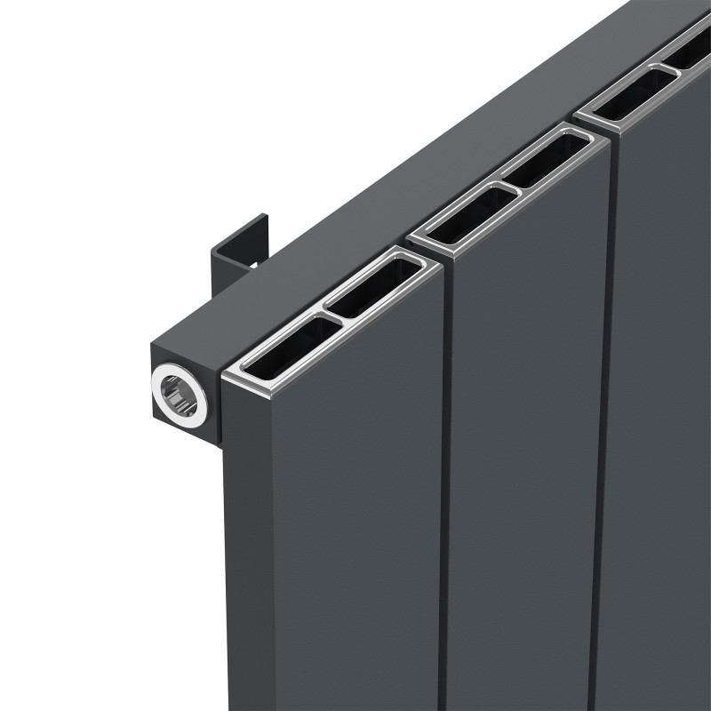 Radyal Tower Single Anthracite Aluminium Radiator Close Up
