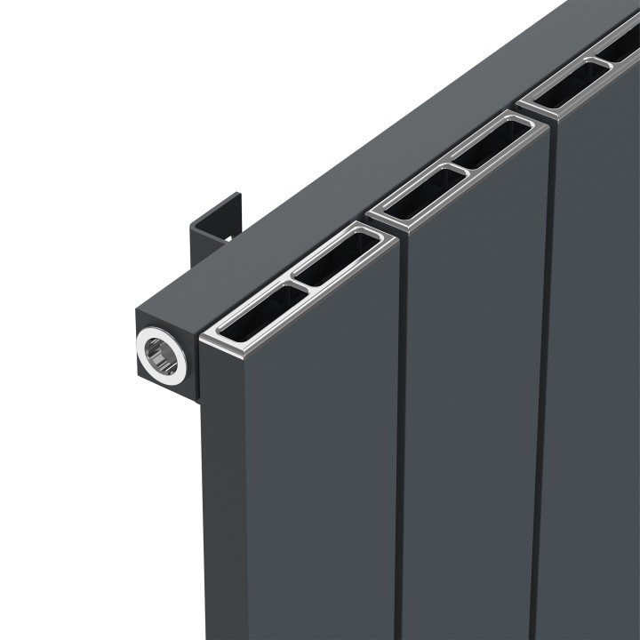 Radyal Tower Single Anthracite Aluminium Radiator Close Up