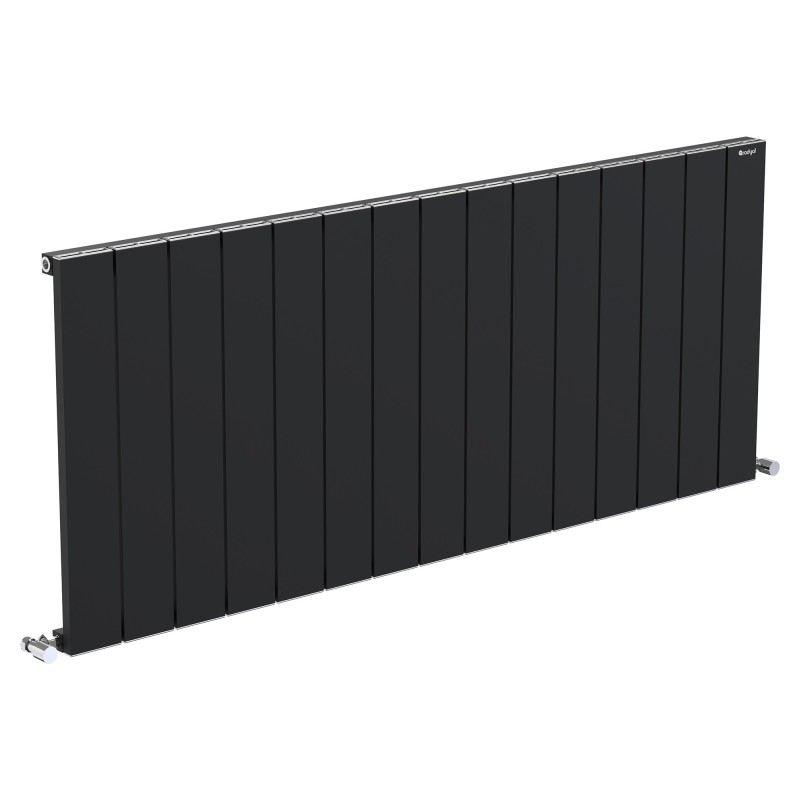 1425mm (w) x 600mm (h) "Tower" Single Panel Black Horizontal Aluminium Radiator (15 Extrusions)