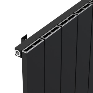 1425mm (w) x 600mm (h) "Tower" Single Panel Black Horizontal Aluminium Radiator (15 Extrusions)