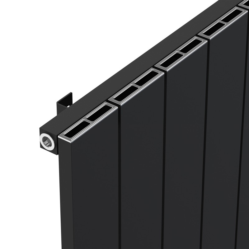 Radyal Black Tower Single Aluminium Radiator Close Up
