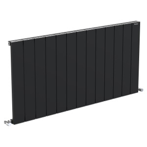 1235mm (w) x 600mm (h) "Tower" Single Panel Black Horizontal Aluminium Radiator (13 Extrusions)